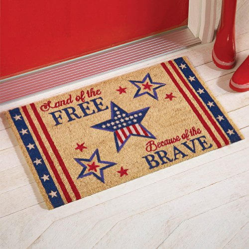 Brown Background Indoor Washable Carpet Z&L Home American Independence Day Multicolor Stars Kitchen Rug Sets 2 Piece Floor Mat Non-Slip Rubber Backing Area Runners Door Mats 